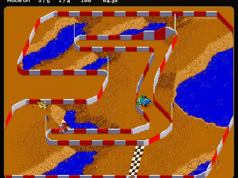 Late-lap frame from lap gate script showing truck on dirt track